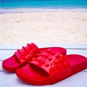 NEW Carmen Sol Franco Red Slides, Sz 10